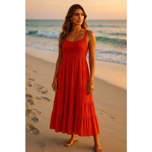 Studio West Crochet Maxi Dress Boho Tiered Summer Wedding Festival Beach